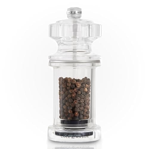 Image of Cole & Mason 605 Pepper Mill, Adjustable Precision+ Carbon Steel Mechanism, Pepper Grinder for Seasoning/Cooking, Acrylic, 144mm, Lifetime Mechanism Guarantee