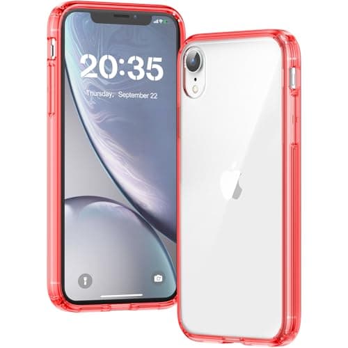 Image of Voyahülle Clear Case for iPhone XR, Ultra Thin, Shockproof TPU Cover, Anti-Yellowing, Crystal Clear, Phone Case for Apple iPhone XR - Red