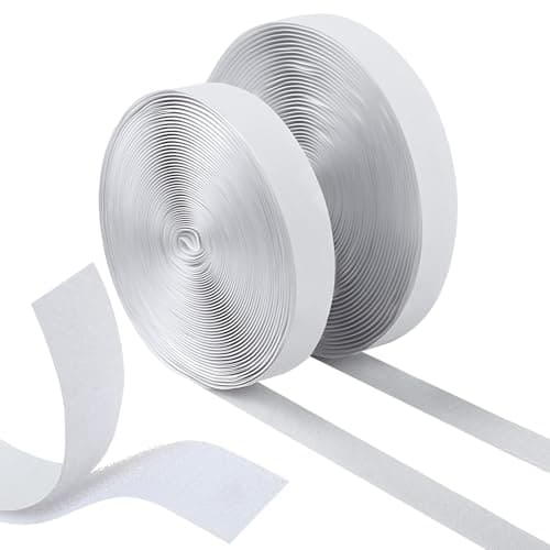 Image of GWHOLE 20mm x 10m Hook and Loop Self Adhesive Tape Roll Fastening Tape White for Home,Office & DIY Crafts- Strips (32ft)