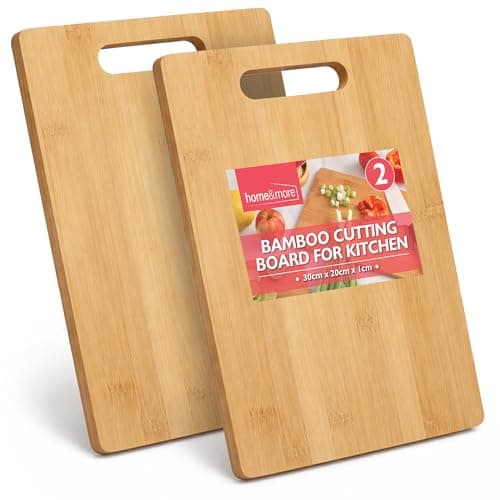 Image of SOL 2pk Wooden Chopping Boards Set 30 x 20cm x 1cm Reversible Bamboo Cutting Boards for Kitchen Food Preparation Durable Knife Friendly Easy Clean Serving Platter Home Use