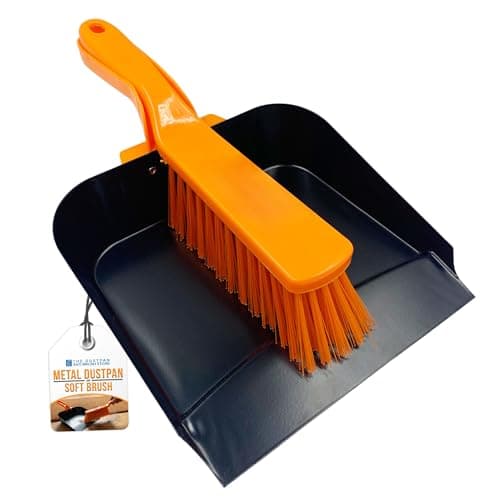 Image of Metal Dustpan and Brush Heavy Duty – Strong Steel Large Dustpan and Brush Set, Synthetic Soft Hand Brush and Pan for Home and Indoor Cleaning (Metal Dustpan and Soft Brush)