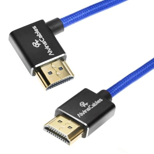 Image of Alvin's Cables 8K HDMI 2.1 Cable for Atomos Ninja V Monitor,for Sony FS5 FS7,BMPCC,for Canon C300 C500 camera,8K@60Hz 4K@120Hz 48Gbps High-Speed Braided Coiled Cable Left Angle Blue