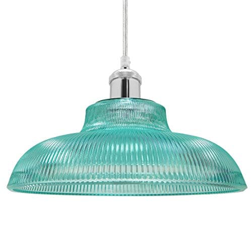 Image of Long Life Lamp Company Antique Silver Vintage Pendant Light Classic Retro Blue Glass Ceiling Light Shade Bowl M0216