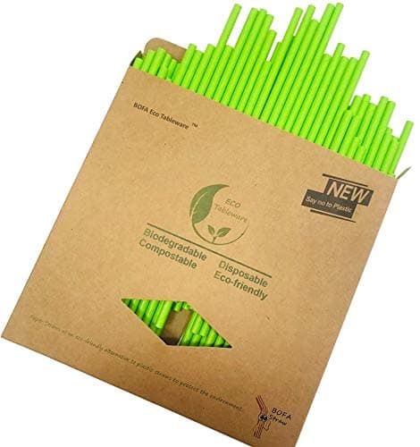 Image of Pure Green Paper Drinking Straws, Christmas Green Solid Color Eco Paper Straw for Spring Party, DIY Crafts, 6 * 197mm, Pack of 100