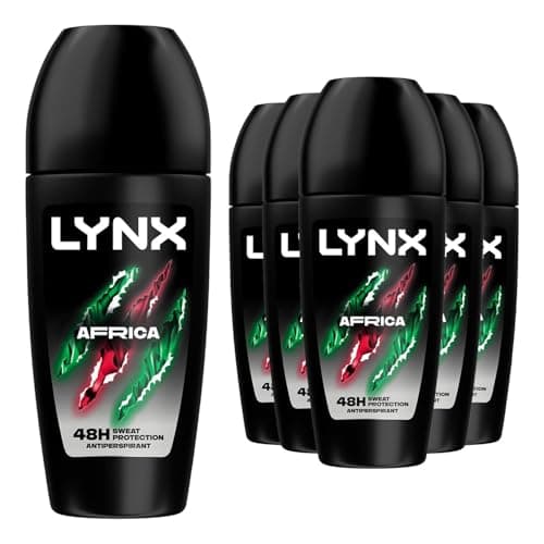 Image of Lynx Africa Anti-Perspirant Roll On Men's Deodorant with a mandarin & sandalwood scent and 2x faster* drying for 48 hours of odour protection 6x 50 ml