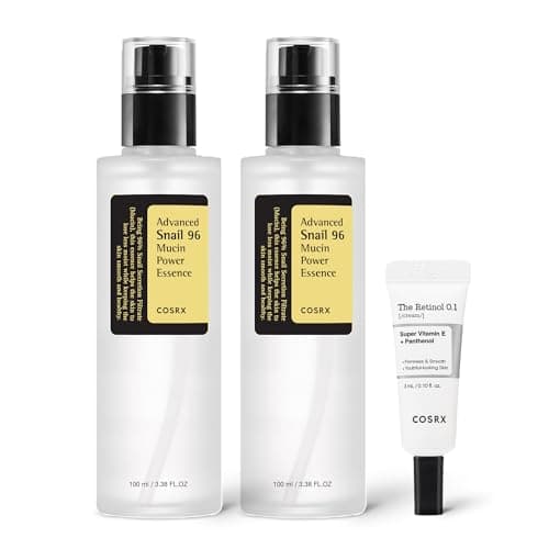 Image of COSRX Glass Skin Starter Set, Amazon Exclusive, Advanced Snail 96% Mucin Power Essence & Retinol 0.1% Cream Mini Sample, Daily Hydrating & Firming Korean Skin Care Kit, Gift Set