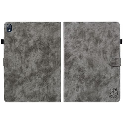Image of SLLMYYX Case for Lenovo Tab K10, Little Tiger Solid Color Folio Stand Cover for Lenovo M10 Plus (2nd Gen) 10.3 inch TB-X606F (Grey)