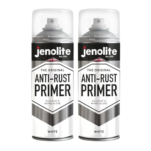 Image of JENOLITE Anti-Rust Spray Paint | WHITE | 2x400ml | High Performance Metal Primer | Rust & Corrosion Protection | For Cars, Radiators, Garden Furniture & More