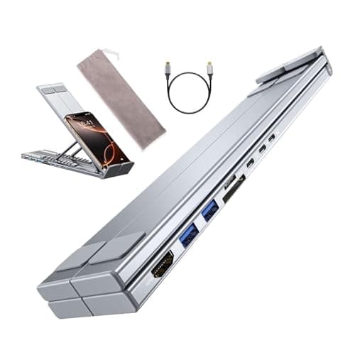 Image of Laptop Stand with Docking Station | 8 in 1 USB C Hub with Computer Riser | 5Gbps Data Transfer, Foldable with USB Ports, Desk, Office, Home
