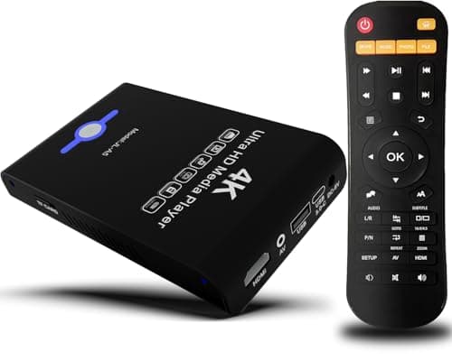 Image of 4K Ultra HD Media Player & HDD Enclosure 2-in-1,Digital Signage, Play H.265/HEVC H.264/AVC MP4 MKV Videos,MP3 Music,JPG Photos,Auto Playback and Resume,Supports HDDs,USB/Micro SD,4k HDMI,Analog AV.