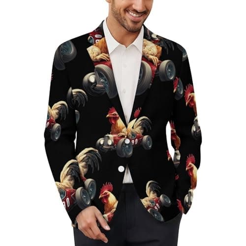 Image of Rooster Drive A Racing Car Men's Casual Blazers Lightweight 2 Button Suit Jackets Long Sleeve Sport Coat