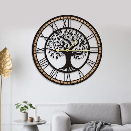 Image of GEXHSRGD Wall Clocks for Living Room Decor - Tree of Life Big Wall Clock, Quiet and No Ticking Suitable for Wall Decor, Living Room Decoration, Kitchen Decoration(16 in)