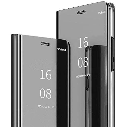 Image of MadBee for Galaxy Note 8 Case [with Screen Protector Full Coverage Flexible Film], Electroplate Plating Kickstand Case Smart Clear View Cover for Galaxy Note 8 (Black)