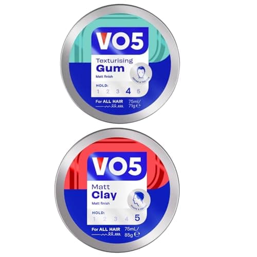Image of 1 x VO5 Texturising Gum Matt Finish 75ml - 1 x VO5 Extreme Style Matt Clay Extra Hold For Sculpted Texture And Choppy Matt Finish All Day Hold 75ml - Pack of 2