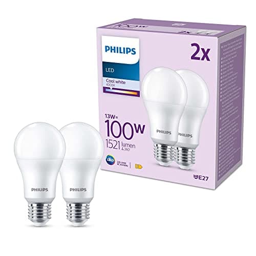 Image of Philips LED Frosted A67 Light Bulb 2 Pack [Cool White 4000K - E27 Edison Screw] 100W, Non Dimmable. for Home Lighting, LED 100W A67 E27 CW FR ND 2PF/6 AM, Value Range