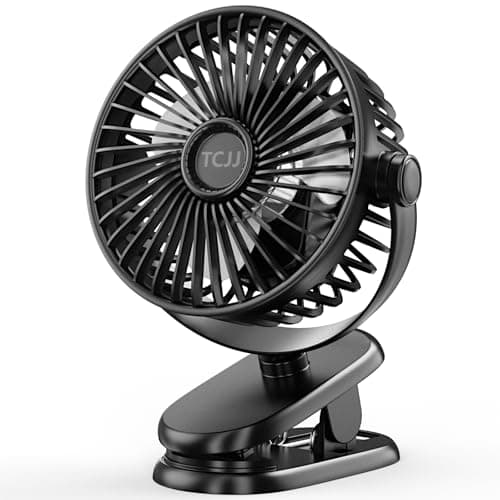 Image of TCJJ Portable Clip on Fan,Rechargeable Pram Fan,USB Desk Fans With TYPE-C Port 5200 mAh Battery Operated 3 Speed 360° Rotatable Personal Small Mini Table Fan for Stroller Car Seat