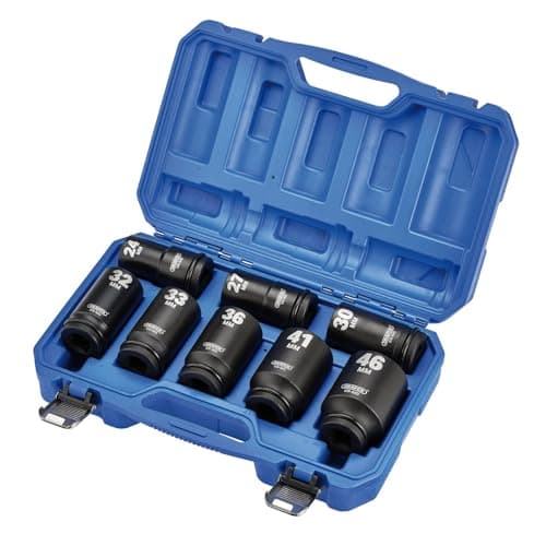 Image of Draper HI-TORQ 8pcs Metric Deep Impact Socket Set, 3/4" Sq. Dr. - 20208-6-Point CR-MO Steel