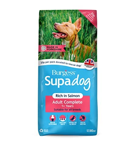 Image of Burgess Supadog Rich in Salmon dry dog food,12.5 kg (Pack of 1)