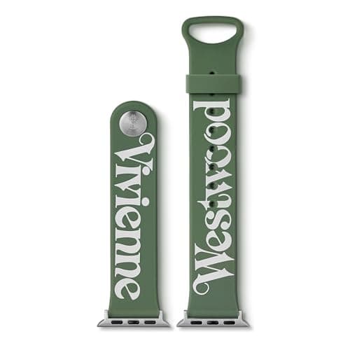 Image of Vivienne Westwood Green Apple Watch Strap 22mm, designed for compatibility with Apple Watch Sizes 38mm, 40mm, and 41mm, Compatible with Series 9 8 7 6 5 4 3 2 1 SE Replacement Strap