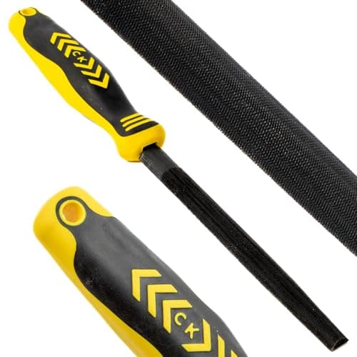 Image of C.K Tools Engineers File Half Round 150mm Second Cut Tapered Point, High Carbon Black Oxide Steel, Ergonomic Two Component Grip, Secure Tang Bond, Lanyard Compatible for Jobsite Safety, CK T0082A 6