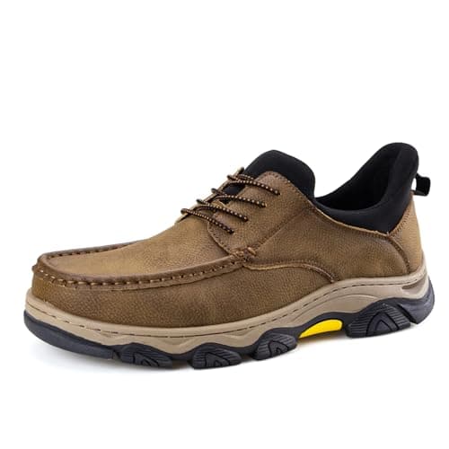 Image of UPIShi Men's Slip On Hands Free Leather Loafers Casual Walking Business Outdoor Lightweight Cushioned Shoes Khaki 10