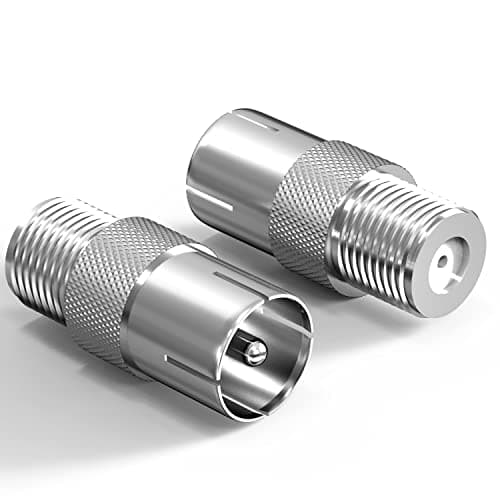 Image of Ancable Female To Male TV Aerial Coaxial Coupler 2 PCS, T/F Type Screw Connector Socket to RF Coax Aerial Adapter, TV Aerial Male Coax Plug to F Socket Adaptor
