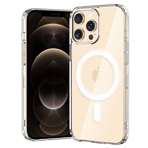 Image of gueche for iPhone 12 pro max Case, Compatible with MagSafe, Clear Magnetic Military Grade Drop Protection Anti Yellowing Slim Case - Rugged Shockproof Protective Cell Phone Cover Clear