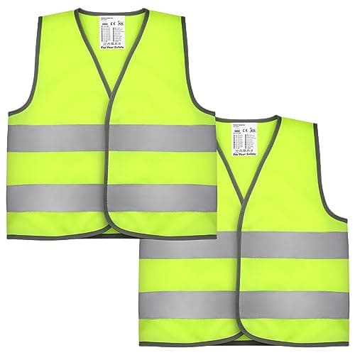Image of Firtink 2 Pieces Hi Vis Vests for Kids,High Visibility Reflective Safety Vest,High Vis Vest,Hi Safety Vests,High Vis Jacket with Reflective Strips for Kids Outdoor (M)