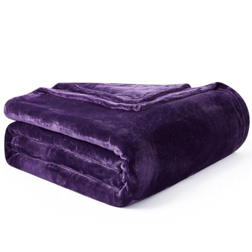 Image of EHEYCIGA Fleece Blanket Extra Large Throws for Settees Fluffy Warm Soft Blanket for Bed Settees Armchairs, Fit All Season, Purple, 270x230cm