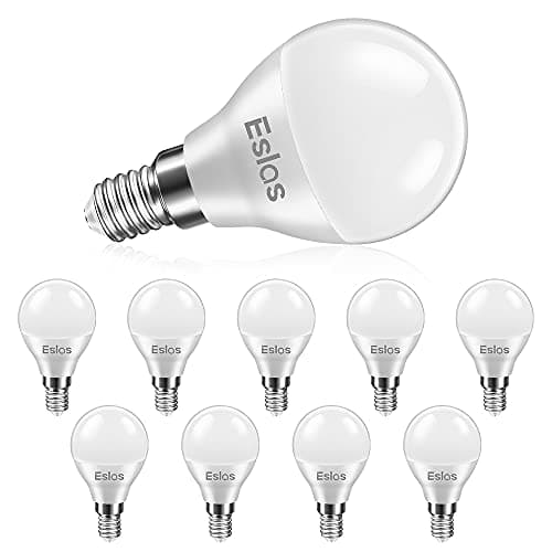 Image of Eslas E14 LED Golf Ball Bulb 6W, G45 Small Edison Screw (SES) Light Bulb, Cool White 6000K, 600Lm 60W Incandescent Bulb Equivalent, P45 Globe Light Bulb CRI> 80+, Non-Dimmable, 10 Pack