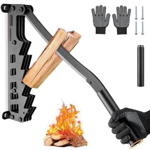 Image of Pro Kindling Splitter Wall Mounted, Log Splitter Firewood Manual Wood Splitter, Heavy Duty Kindling Splitter with Ergonomic Handle, Ideal for Firewood, Robust Steel Design