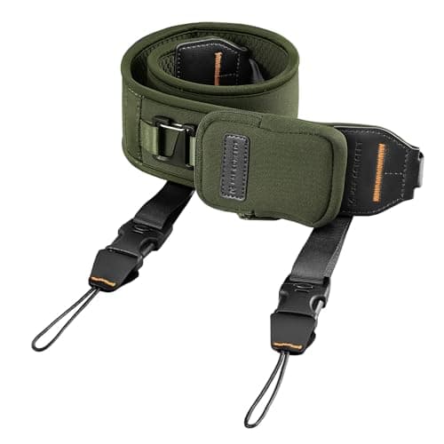 Image of K&F CONCEPT Camera Neck Strap for Photographers, Soft Neoprene Adjustable Shoulder Belt with Zipped Pockets Compatible with Sony Canon Nikon Fuji DSLR SLR Mirrorless Camera (Green)