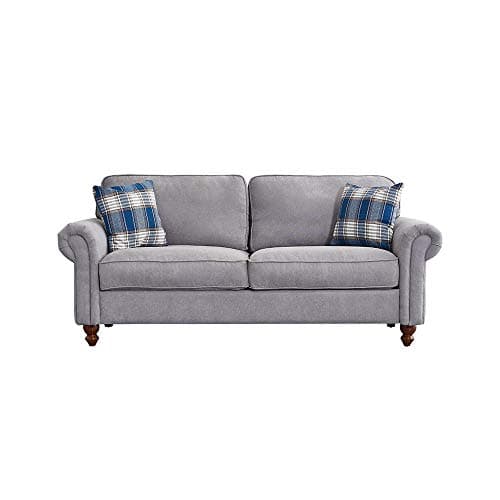 Image of Panana French Country Retro Design 2 Seater and 3 Seater Fabric Sofa Couch Settee Living Room Sofa, With 2 Free Cushions (Grey, 3 Seater)
