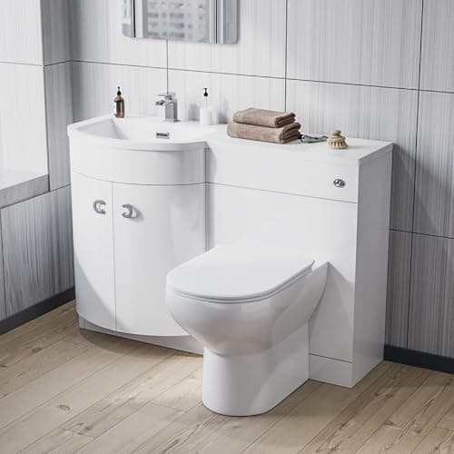Image of Nes Home 1100mm Left Hand Sink White Combination Vanity Unit with BTW Toilet