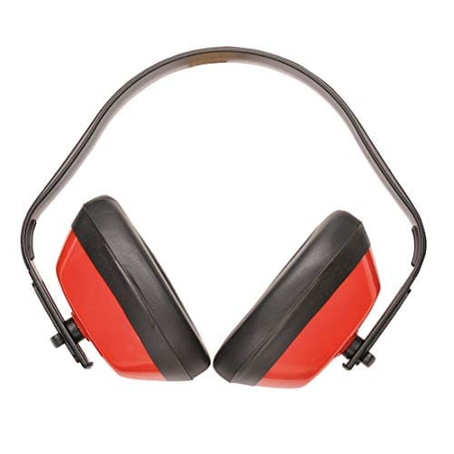Image of Portwest PW40 Classic Ear Defenders Ear Muffs SNR 27dB Noise Reduction Hearing Protection Adjustable Lightweight Industrial Safety Adults, Red, One Size