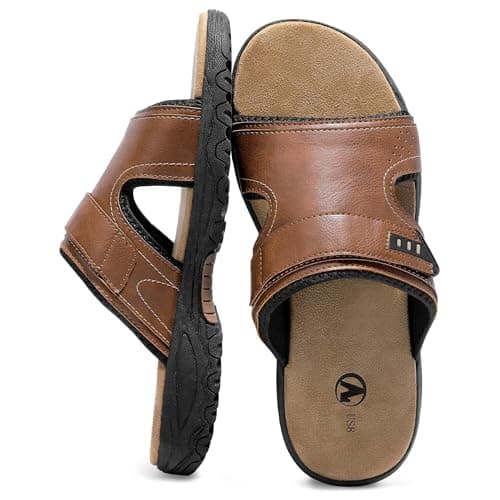 Image of MIXIN Mens Sandals Casual Slip On Beach Sandals with Adjustable Strap for Summer Size UK7