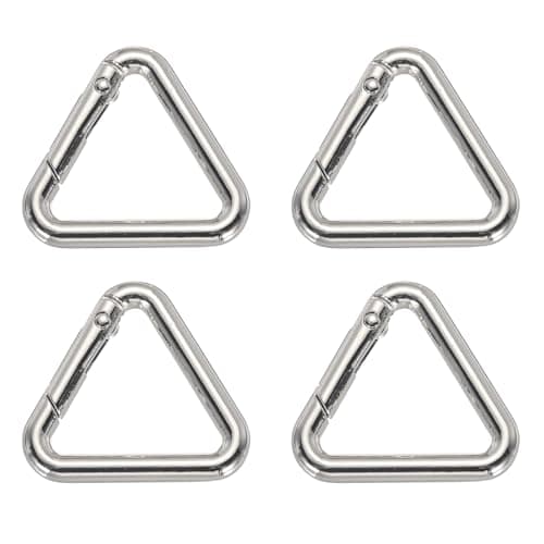 Image of PATIKIL 1-1/5" Metal Triangle Ring Buckle, 4 Pack Triangle Jump Rings Spring Snap Clip Trigger Keychain for Purses Handbag Strap Clasp, Silver Tone