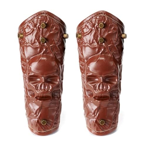 Image of Shurhome Unisex Faux Leather Skull Head Gauntlets Wristband Wide Bracer Arm Armors Cuff Guard Comfortable Leather Band for Men