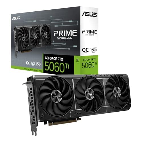 Image of ASUS Prime GeForce RTX 5060 Ti 16GB GDDR7 OC Edition Graphics Card (PCIe 5.0, 16GB GDDR7, HDMI/DP 2.1, 2.5 slot, Axial tech fans, Dual BIOS)
