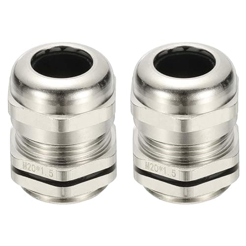 Image of PATIKIL Waterproof Electrical Cable Glands, M20 2 Pcs 1/4" - 1/2" Nickel-Plated Brass Cord Grip Electric Wire Connector Wire Protector for Outdoor Cable Box Enclosure Junction Box