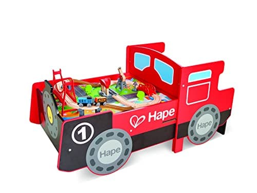 Image of Hape Ride-On Engine Table | Wooden Railway Playset with Engine-Style, Stow-Away Table, Sounds & Lights, Accessories | 3 + Years,E3769
