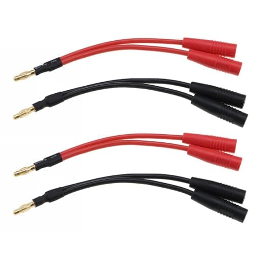 Image of EMSea 4pcs 4mm Banana Male Plug to 2 Female Plugs Banana Jack Socket Plug Adapter 14AWG Banana Plug Separator Cable for Remote Controlled Airplanes