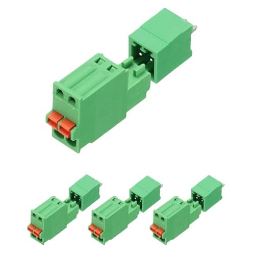 Image of sourcing map 4set 2.5mm/0.1" Pitch PCB Terminal Block Connector 2 Pin Straight Pin Male Female Pluggable Quick PCB Wiring Terminals for 27-20AWG Cable Mechanical Equipment, Green