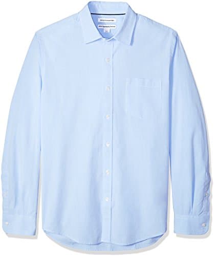 Image of Amazon Essentials Men's Slim-Fit Long-Sleeve Poplin Shirt, Light Blue, M