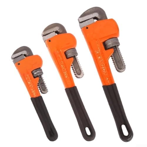 Image of 8-14 Inch Pipe Wrench with Carbon Steel Body and Comfortable I-Beam Handle Featuring Quick-Adjust Knurled Nut for Plumbing and Maintenance Work (8in)