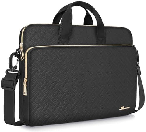 Image of KIZUNA Laptop Sleeve Case 15.6 Inch Shoulder Bag Computer Handbag for 16" MacBook Pro Air M1 M2 Max/16 Lenovo IdeaPad Flex 5i/15 IdeaPad Gaming 3i /Slim 3i /Pro 5i/Dell XPS 15/HP, Black