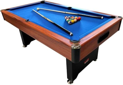 Image of BCE 6ft Pool Table with Integrated Ball Return - Easy to Assemble Bolt on Leg System - With 2" Pool Balls, Triangle, Chalk & Brush