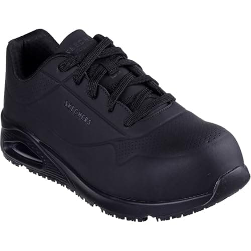 Image of Skechers Men's Uno Sr Doltin Work Shoes, Black Synthetic, 7 UK