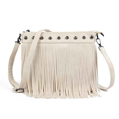 Image of LHHMZ Women Fashion Hobo Fringe Shoulder Bags Vintage Small Tassel Crossbody Purse Bags