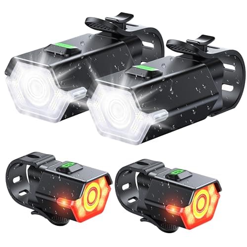 Image of CIRYCASE Bike Lights Front and Back, 3+6 Modes Bicycle Lights with Side Warning Light, Rechargeable & IP65 Waterproof Cycle Light, CyclingLights Headlight and Rear for Road Riding, Easy to Install